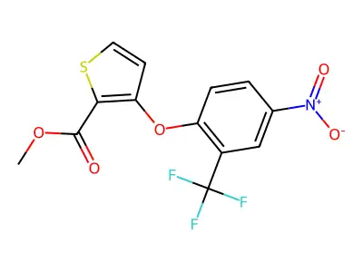 Methyl 3-[4-nitro-2-(trifluoromethyl)phenoxy]-2-thiophenecarboxylate structure