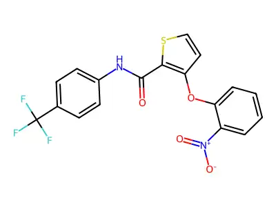 3-(2-nitrophenoxy)-N-[4-(trifluoromethyl)phenyl]thiophene-2-carboxamide structure