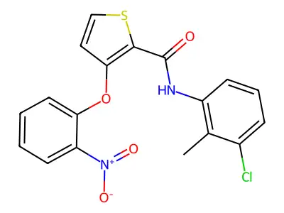 N-(3-chloro-2-methylphenyl)-3-(2-nitrophenoxy)-2-thiophenecarboxamide structure
