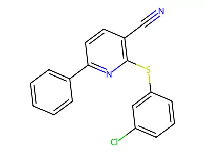 2-[(3-Chlorophenyl)sulfanyl]-6-phenylnicotinonitrile structure