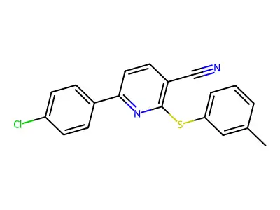 6-(4-Chlorophenyl)-2-[(3-methylphenyl)sulfanyl]nicotinonitrile structure