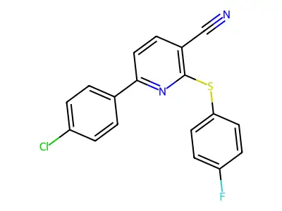 6-(4-Chlorophenyl)-2-[(4-fluorophenyl)sulfanyl]nicotinonitrile structure