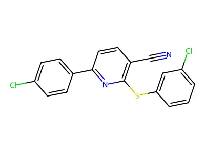 6-(4-Chlorophenyl)-2-[(3-chlorophenyl)sulfanyl]nicotinonitrile structure