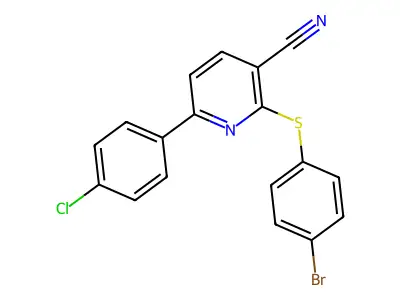 2-[(4-Bromophenyl)sulfanyl]-6-(4-chlorophenyl)nicotinonitrile structure