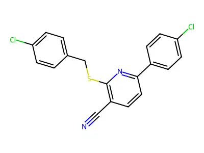 6-(4-Chlorophenyl)-2-[(4-chlorophenyl)methylsulfanyl]pyridine-3-carbonitrile structure