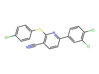 2-[(4-Chlorophenyl)sulfanyl]-6-(3,4-dichlorophenyl)nicotinonitrile structure