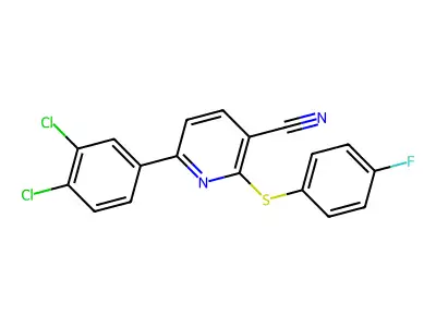 6-(3,4-Dichlorophenyl)-2-[(4-fluorophenyl)sulfanyl]nicotinonitrile structure