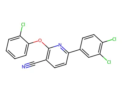 2-(2-Chlorophenoxy)-6-(3,4-dichlorophenyl)pyridine-3-carbonitrile structure