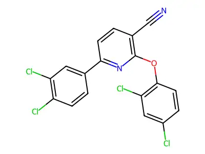 2-(2,4-Dichlorophenoxy)-6-(3,4-dichlorophenyl)pyridine-3-carbonitrile structure