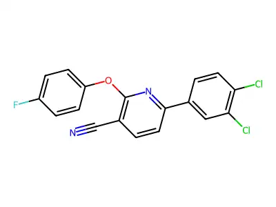 6-(3,4-Dichlorophenyl)-2-(4-fluorophenoxy)pyridine-3-carbonitrile structure