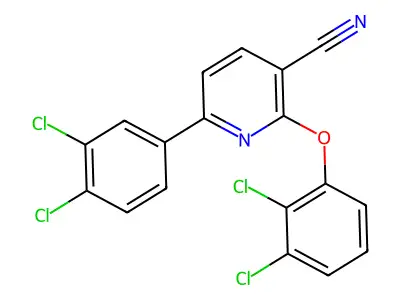 2-(2,3-Dichlorophenoxy)-6-(3,4-dichlorophenyl)pyridine-3-carbonitrile structure