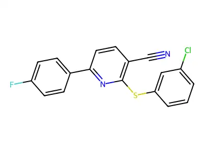 2-[(3-Chlorophenyl)sulfanyl]-6-(4-fluorophenyl)nicotinonitrile structure