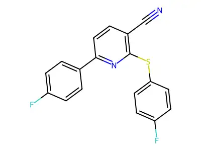6-(4-Fluorophenyl)-2-[(4-fluorophenyl)sulfanyl]nicotinonitrile structure