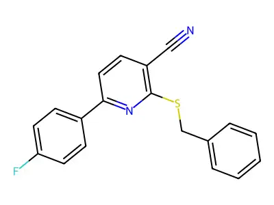 2-(Benzylsulfanyl)-6-(4-fluorophenyl)nicotinonitrile structure
