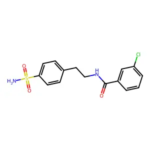 3-chloro-N-[2-(4-sulfamoylphenyl)ethyl]benzamide structure