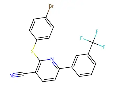 2-[(4-Bromophenyl)sulfanyl]-6-[3-(trifluoromethyl)phenyl]nicotinonitrile structure