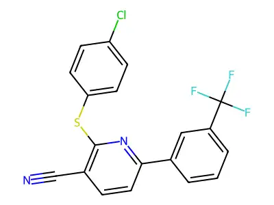 2-[(4-Chlorophenyl)sulfanyl]-6-[3-(trifluoromethyl)phenyl]nicotinonitrile structure
