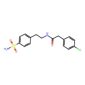 2-(4-chlorophenyl)-N-[2-(4-sulfamoylphenyl)ethyl]acetamide structure