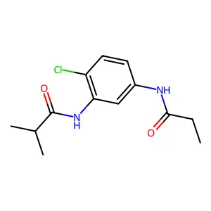 N-[2-chloro-5-(propionylamino)phenyl]-2-methylpropanamide structure