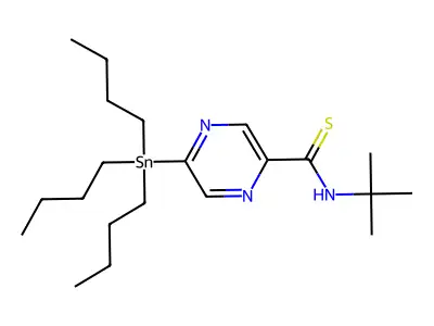N-tert-butyl-5-tributylstannylpyrazine-2-carbothioamide structure