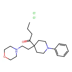 1-Butanone, 1-(1-(2-morpholinoethyl)-4-phenyl-4-piperidyl)-, dihydrochloride structure