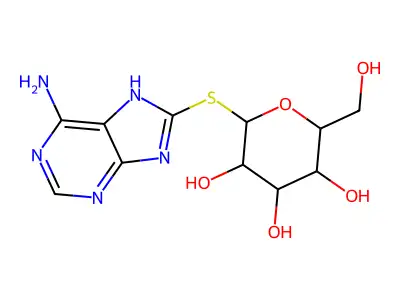 2-[(6-amino-7H-purin-8-yl)sulfanyl]-6-(hydroxymethyl)oxane-3,4,5-triol structure