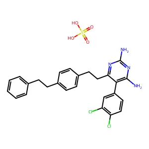 5-(3,4-dichlorophenyl)-6-[2-(4-phenethylphenyl)ethyl]pyrimidine-2,4-diamine; sulfuric acid structure