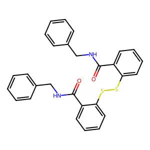 N-benzyl-2-[[2-(benzylcarbamoyl)phenyl]disulfanyl]benzamide structure