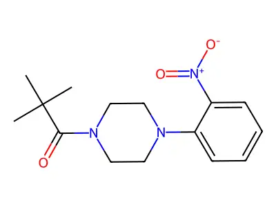 2,2-Dimethyl-1-[4-(2-nitrophenyl)piperazin-1-yl]propan-1-one structure