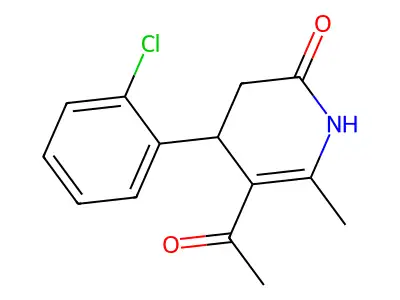 5-acetyl-4-(2-chlorophenyl)-6-methyl-3,4-dihydro-2(1H)-pyridinone structure