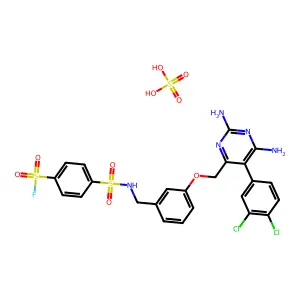 4-[[3-[[2,6-diamino-5-(3,4-dichlorophenyl)pyrimidin-4-yl]methoxy]phenyl]methylsulfamoyl]benzenesulfonyl fluoride; sulfuric acid structure
