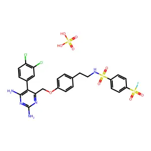 4-[2-[4-[[2,6-diamino-5-(3,4-dichlorophenyl)pyrimidin-4-yl]methoxy]phenyl]ethylsulfamoyl]benzenesulfonyl fluoride; sulfuric acid structure