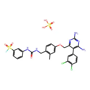 3-[[4-[[2,6-diamino-5-(3,4-dichlorophenyl)pyrimidin-4-yl]methoxy]-2-methylphenyl]methylcarbamoylamino]benzenesulfonyl fluoride; sulfuric acid structure