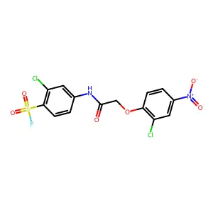 Benzenesulfonylfluoride, 2-chloro-4-[[2-(2-chloro-4-nitrophenoxy)acetyl]amino]- structure