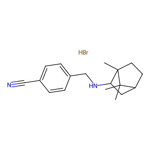 p-Tolunitrile, alpha-(2-bornylamino)-, hydrobromide, endo-(+-)- structure