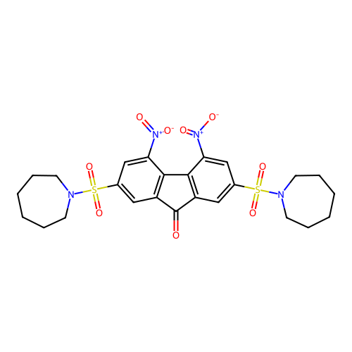 2,7-bis(azepan-1-ylsulfonyl)-4,5-dinitro-9H-fluoren-9-one structure