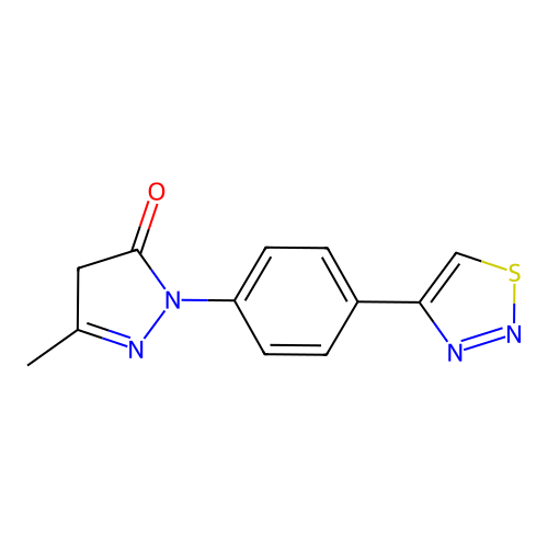 5-methyl-2-[4-(thiadiazol-4-yl)phenyl]-4H-pyrazol-3-one structure