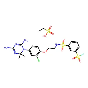 ethanesulfonic acid- 3-({2-[2-chloro-4-(4,6-diamino-2,2-dimethyl-1,3,5-triazin-1(2h)-yl)phenoxy]ethyl}sulfamoyl)benzenesulfonyl fluoride(1:1) structure