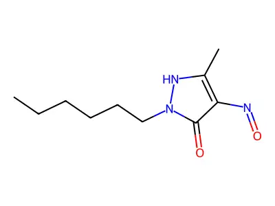 (Z)-1-hexyl-4-(hydroxyimino)-3-methyl-1H-pyrazol-5(4H)-one structure