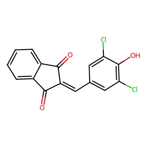 2-(3,5-dichloro-4-hydroxybenzylidene)-1H-indene-1,3(2H)-dione structure