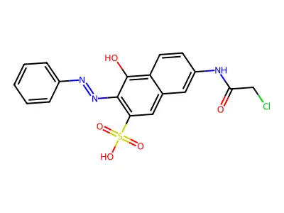 (3Z)-7-[(2-chloroacetyl)amino]-4-oxo-3-(phenylhydrazinylidene)naphthalene-2-sulfonic Acid structure