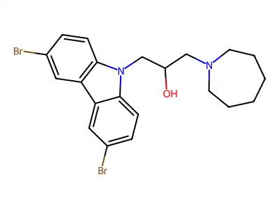 1-(azepan-1-yl)-3-(3,6-dibromo-9H-carbazol-9-yl)propan-2-ol structure
