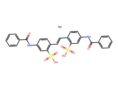 Disodium 4,4'-di(benzoylamino)-stilbene-2,2'-disulphonate structure