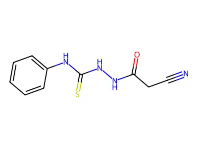 2-cyano-N-[(phenylcarbamothioyl)amino]acetamide structure