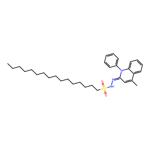 1-Hexadecanesulfonic acid (4-methyl-1-phenyl-2(1H)-quinolylidene)hydrazide structure