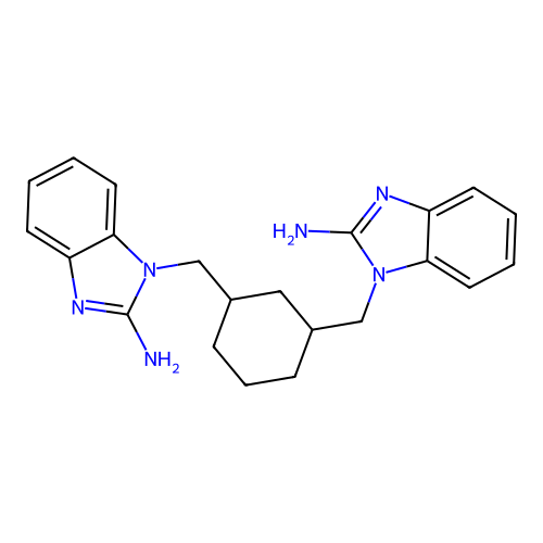 1,3-Bis[(2-aminobenzimidazol-1-yl)methyl]cyclohexane structure