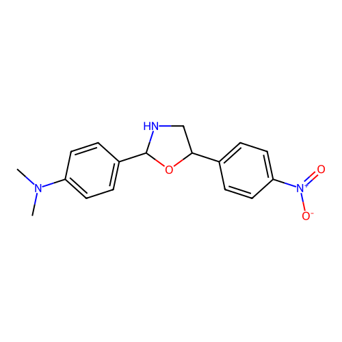 N,N-dimethyl-4-[5-(4-nitrophenyl)-1,3-oxazolidin-2-yl]aniline structure