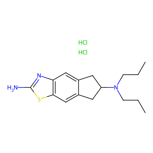 5H-Indeno(5,6-d)thiazole-2,6-diamine, 6,7-dihydro-N6,N6-dipropyl-, dihydrochloride structure