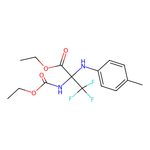 Ethyl 2-[(ethoxycarbonyl)amino]-3,3,3-trifluoro-2-(p-toluidino)propionate structure