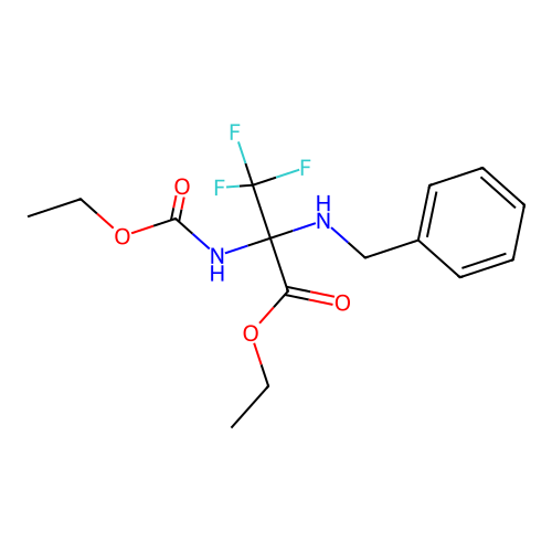 Ethyl 2-(benzylamino)-2-((ethoxycarbonyl)amino)-3,3,3-trifluoropropanoate structure